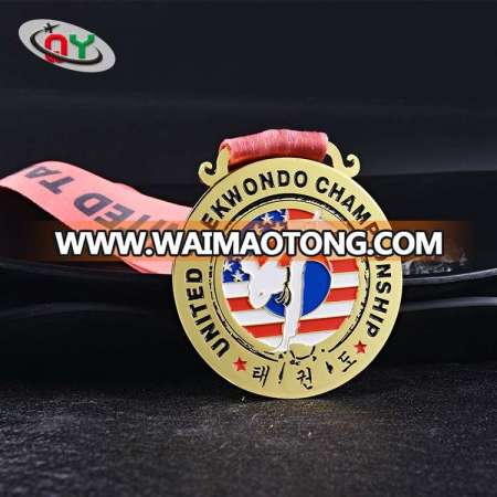 hot sale custom metal award taekwondo sport medal with ribbon